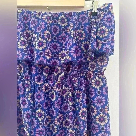 Lulu’s Layton Royal Blue Print Sheer Strapless Maxi Swim Cover-Up - Picture 3 of 5